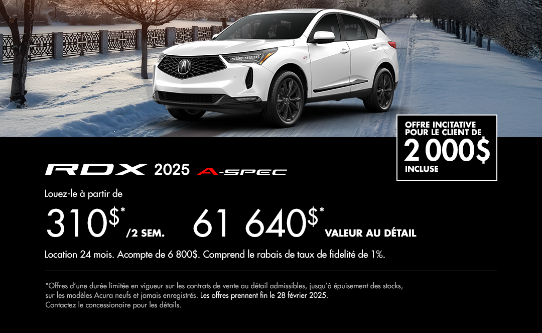 Bannière de Promotion Acura RDX 2025